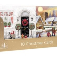 CHRISTMAS CARDS 10 SQUARE TRAD DOOR