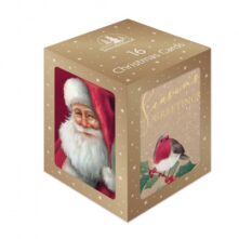 CHRISTMAS CARDS 16 MINI CUBE TARTAN SANTA