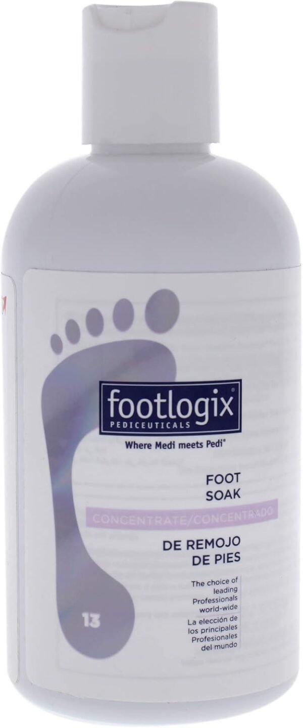 Footlogix - Foot Soak Concentrate - Gentle Mild Cleanser With Anti-Microbial Properties - With Urea - Softens Dry Rough Skin Without Dehydrating - For Pedicures, Massage, Day/Night Care - 8.45 Fl. Oz