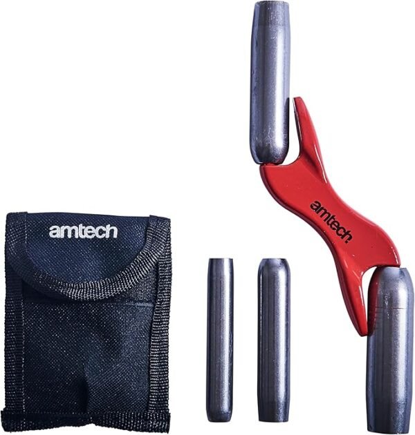 Amtech - 4-Size Interchangeable Brick Jointer Tool for Maintaining and Repairing Brickwork, Durable Cast Aluminium, Ergonomic Handle, Includes Nylon Storage Pouch (13mm, 16mm, 19mm, 22mm)